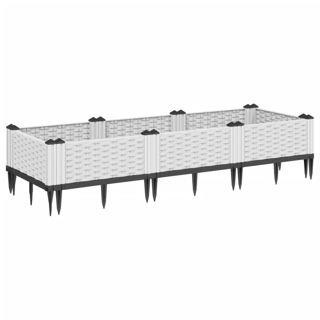 Plantekasse med plugger hvit 125x40x28,5 cm PP