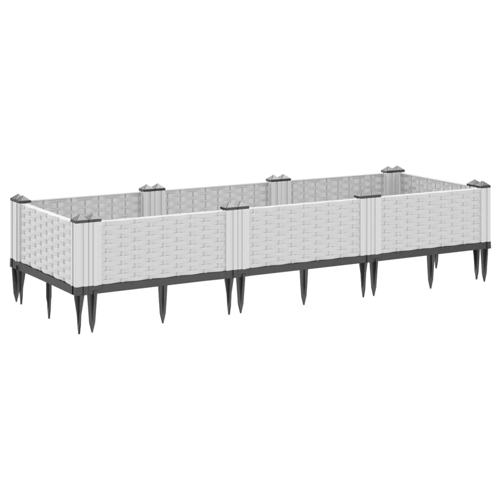 Plantekasse med plugger hvit 125x40x28,5 cm PP