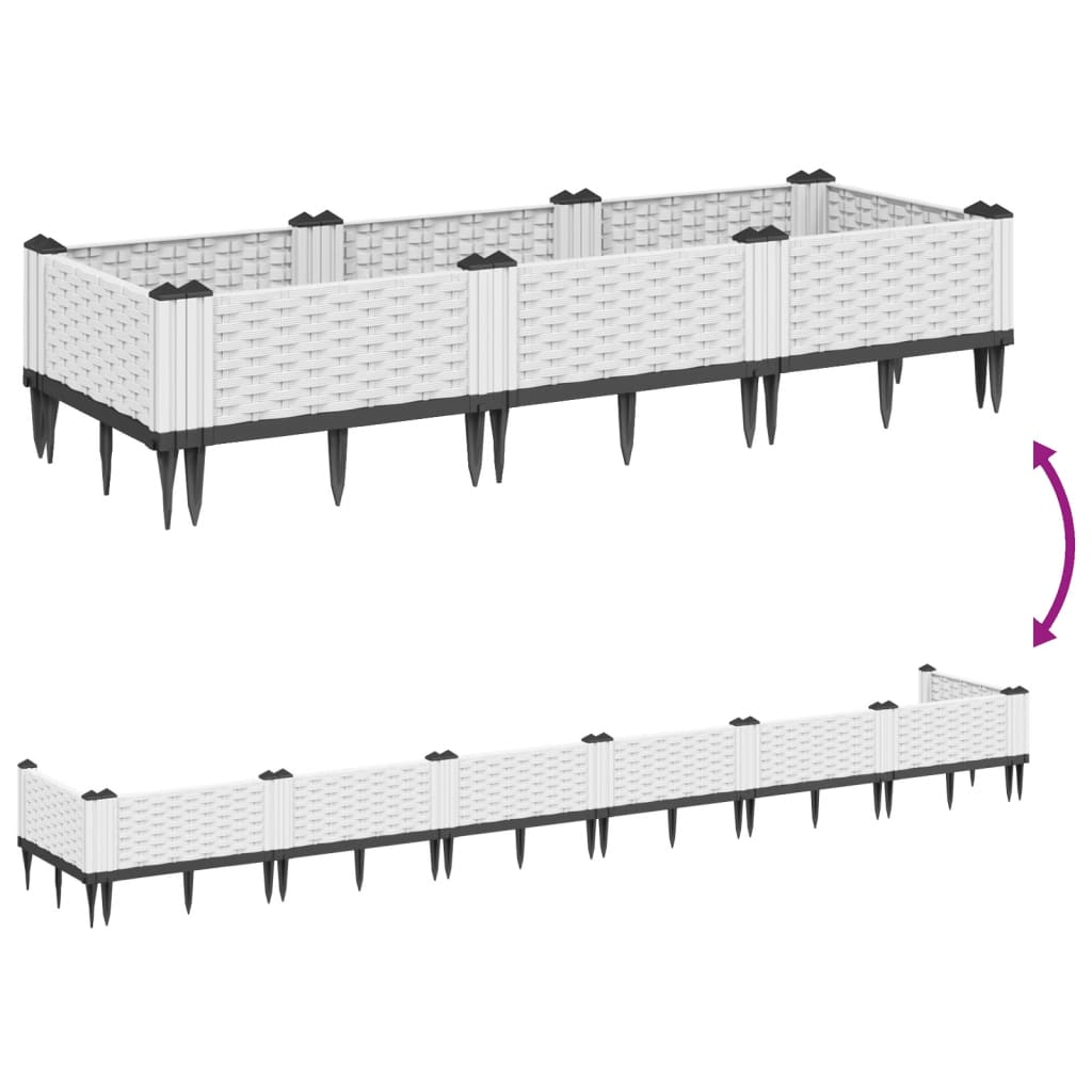 Plantekasse med plugger hvit 125x40x28,5 cm PP