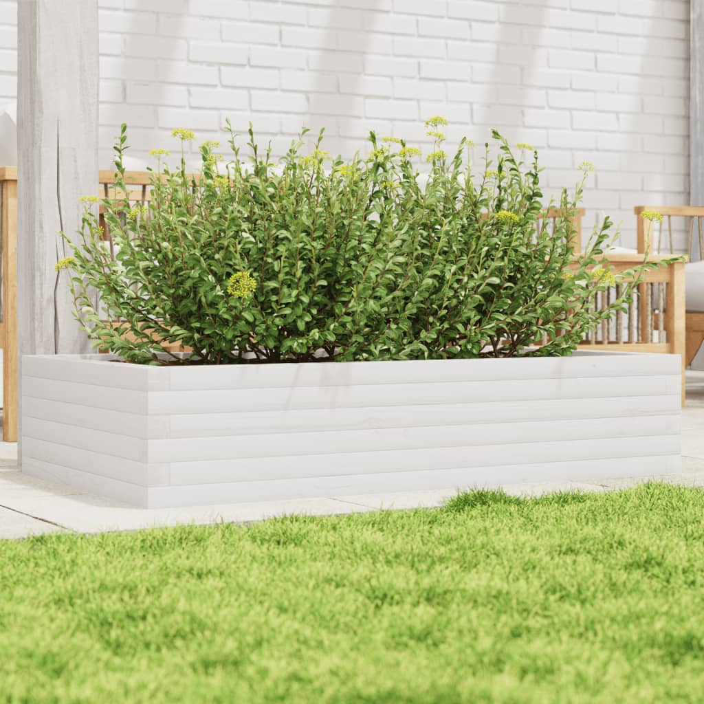 Plantekasse hvit 110x60x23 cm heltre furu