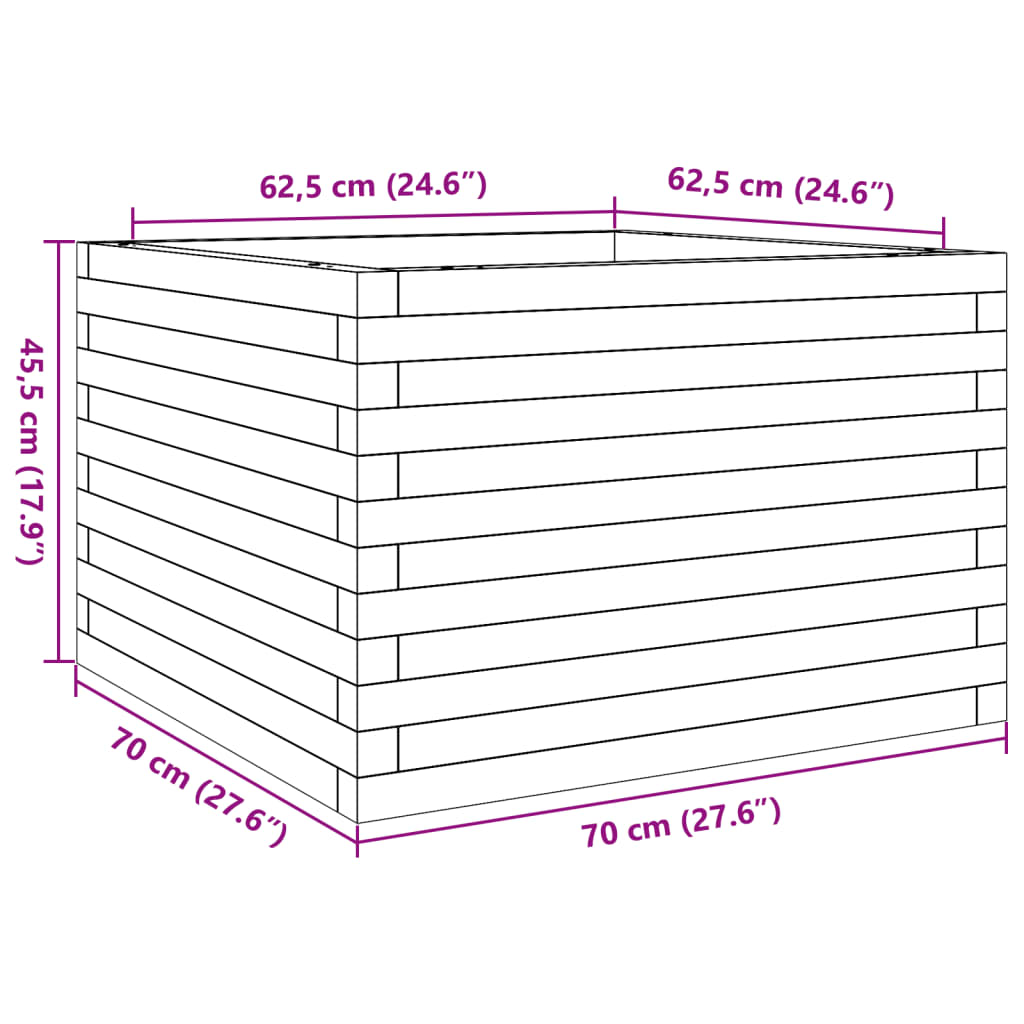 Plantekasse 70x70x45,5 cm heltre douglasgran