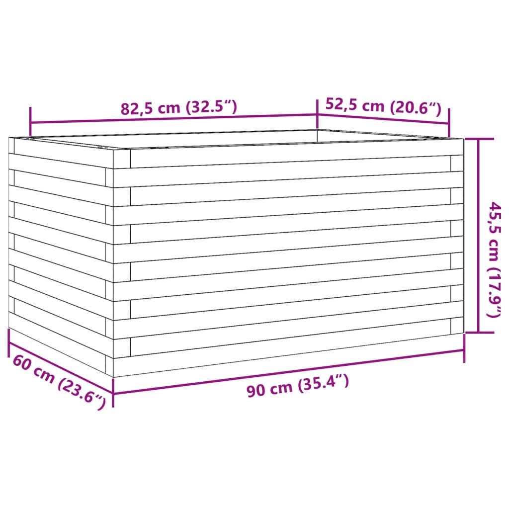 Plantekasse 90x60x45,5 cm impregnert furu