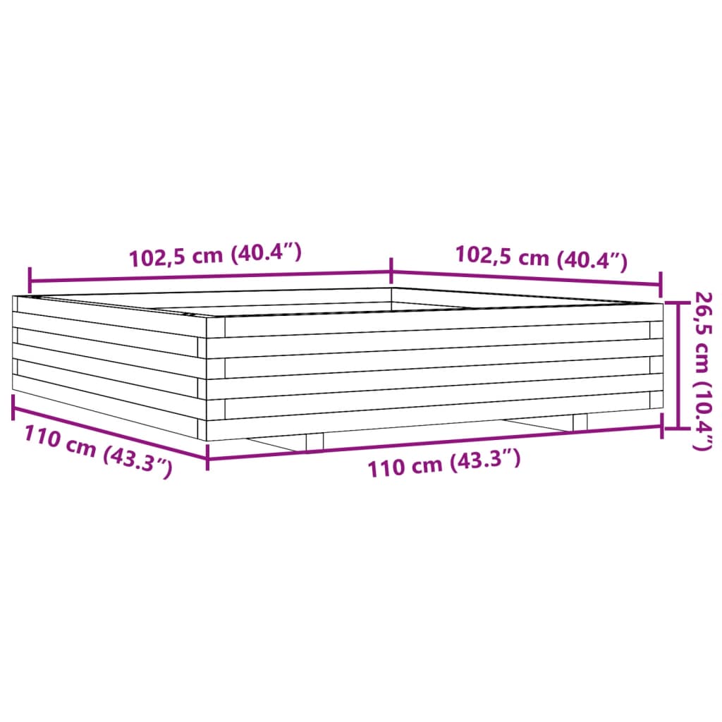 Plantekasse 110x110x26,5 cm heltre douglasgran