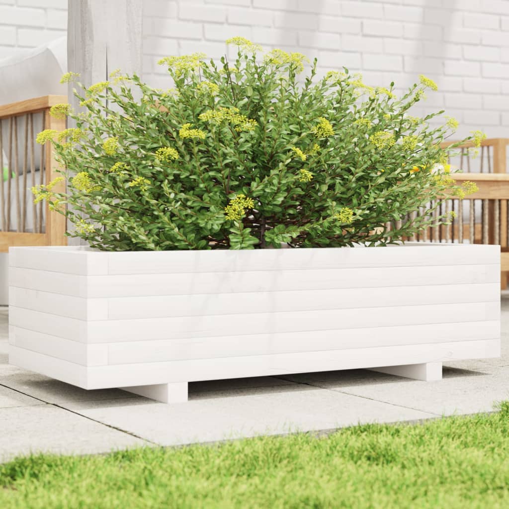 Plantekasse hvit 90x40x26,5 cm heltre furu