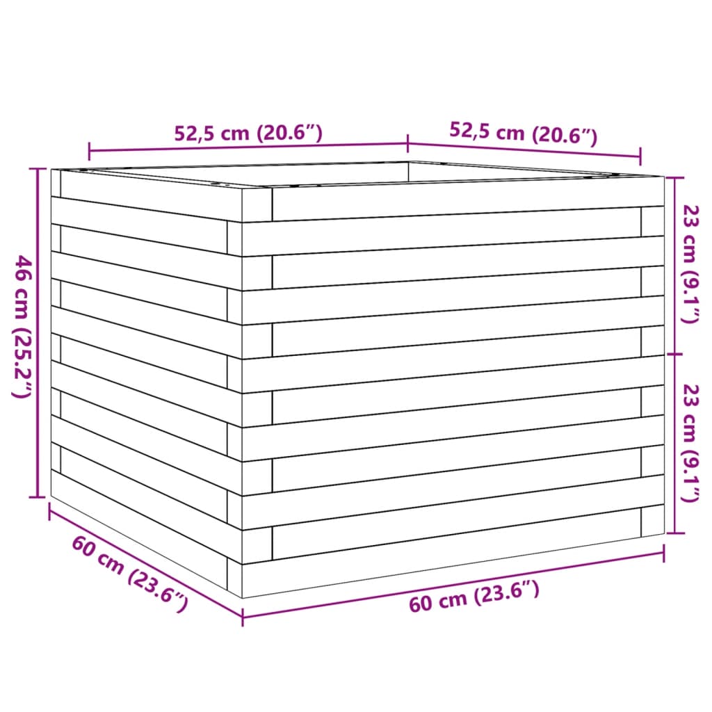 Plantekasse 60x60x46 cm heltre douglasgran