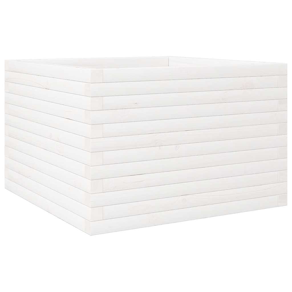 Plantekasse hvit 70x70x46 cm heltre furu