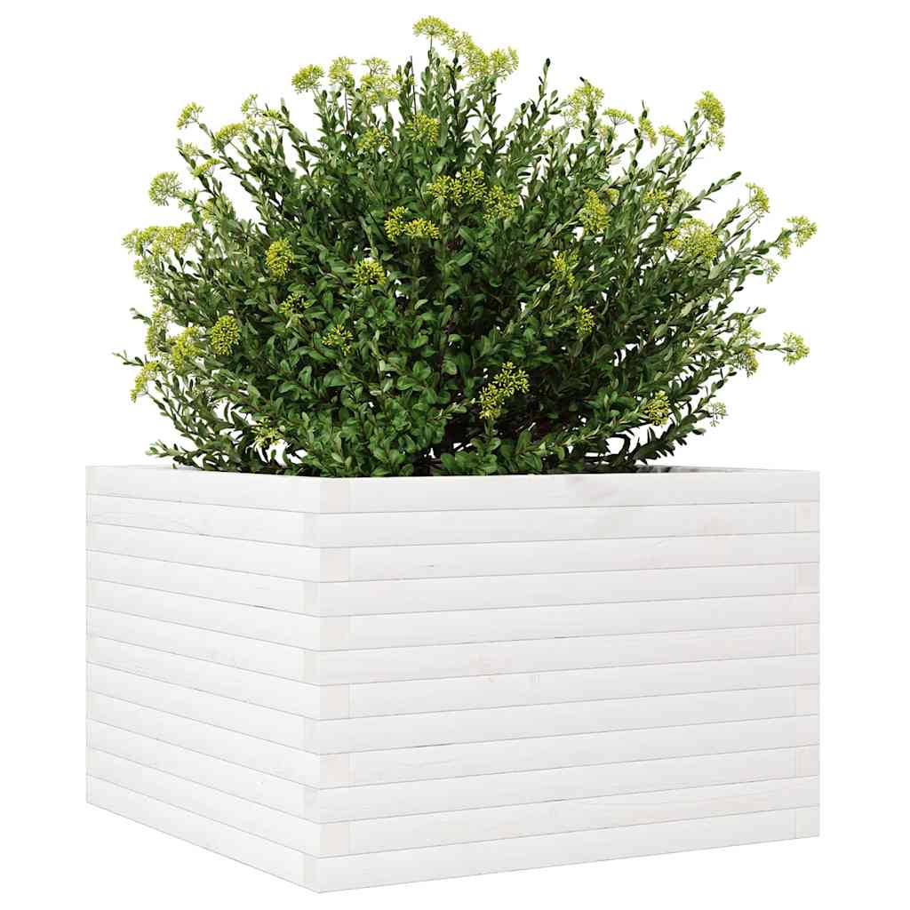 Plantekasse hvit 70x70x46 cm heltre furu