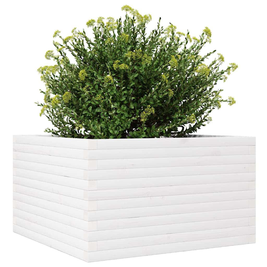 Plantekasse hvit 80x80x46 cm heltre furu