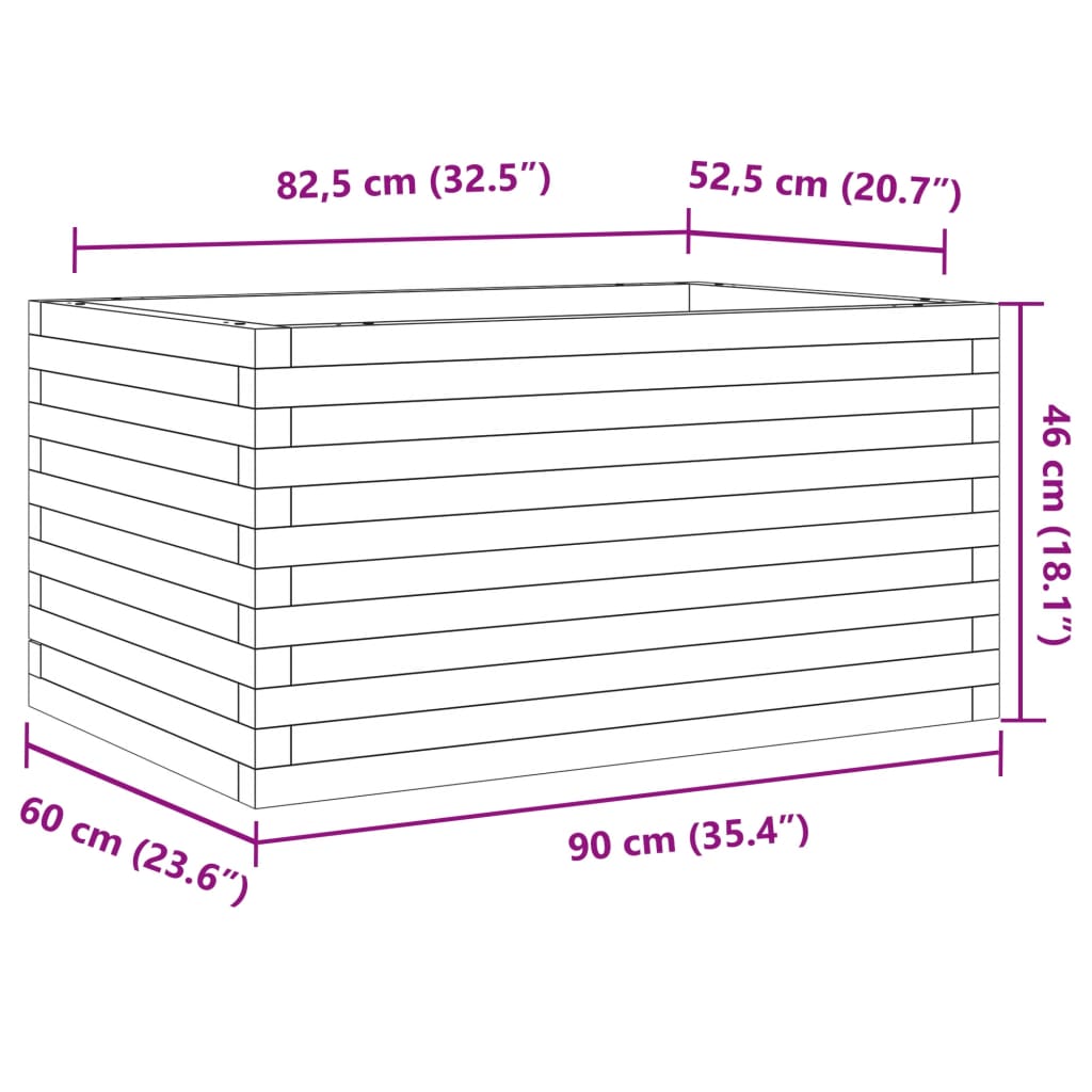 Plantekasse 90x60x46 cm heltre douglasgran