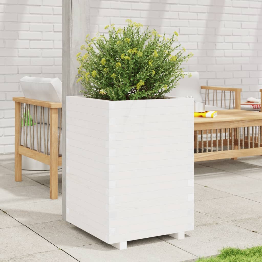 Plantekasse hvit 50x50x72,5 cm heltre furu