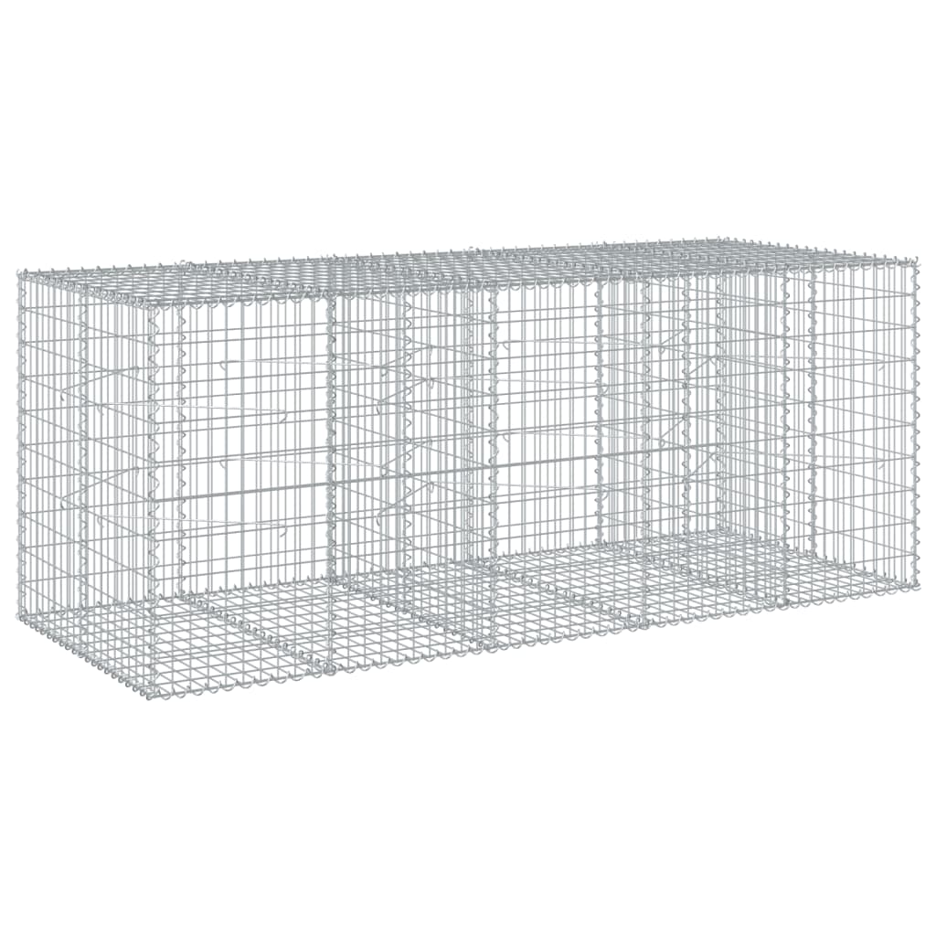 Gabionkurv med deksel 250x100x100 cm galvanisert jern