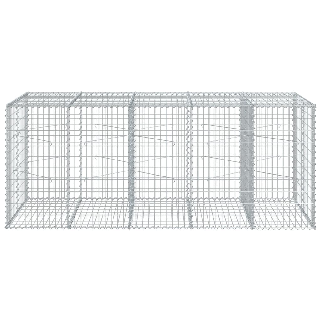 Gabionkurv med deksel 250x100x100 cm galvanisert jern