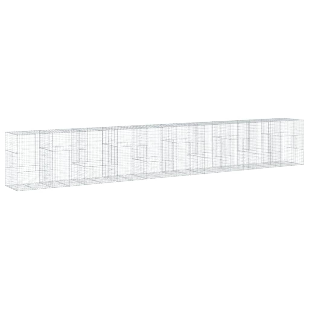 Gabionkurv med deksel 1000x100x150 cm galvanisert jern