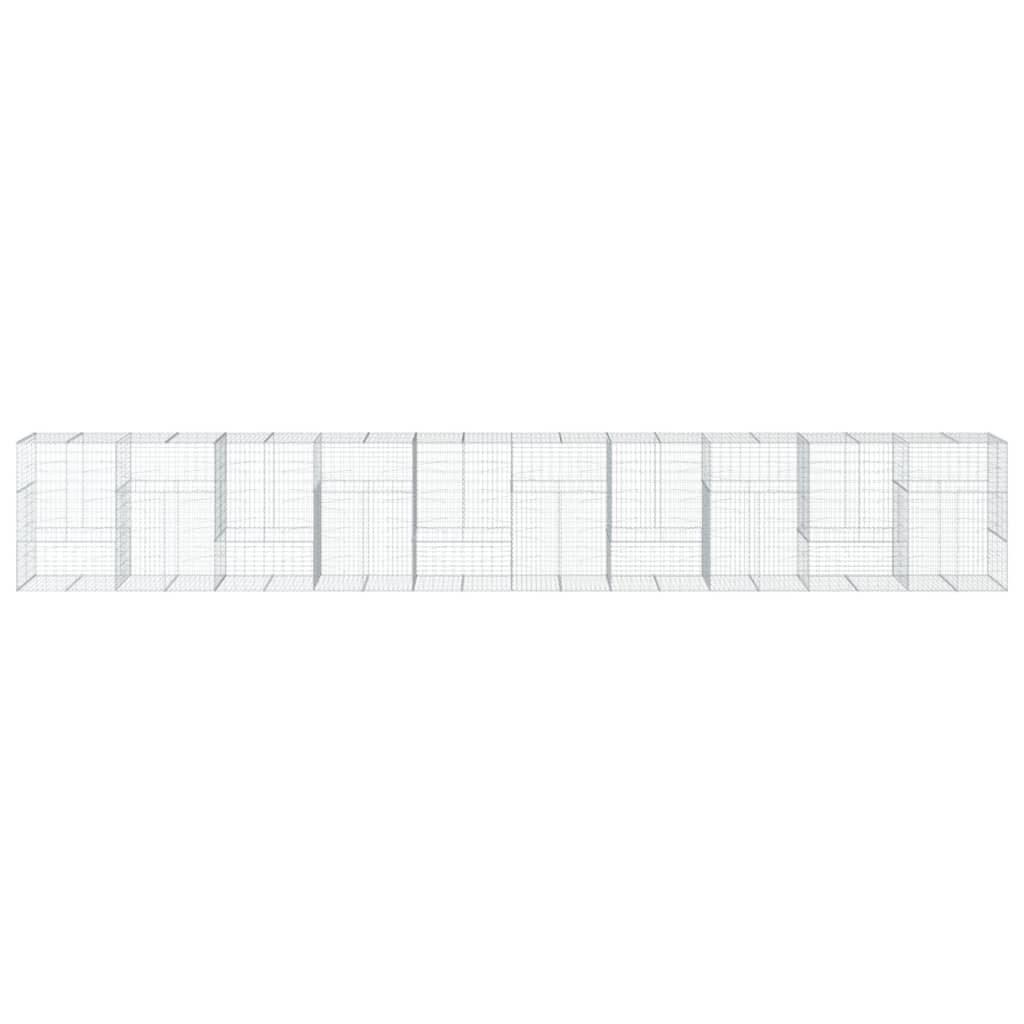 Gabionkurv med deksel 1000x100x150 cm galvanisert jern