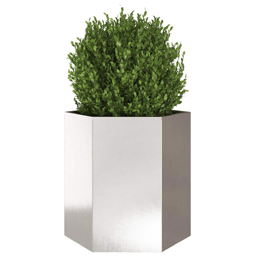 Plantekasser 2 stk sekskantet 46x40x45 cm rustfritt stål
