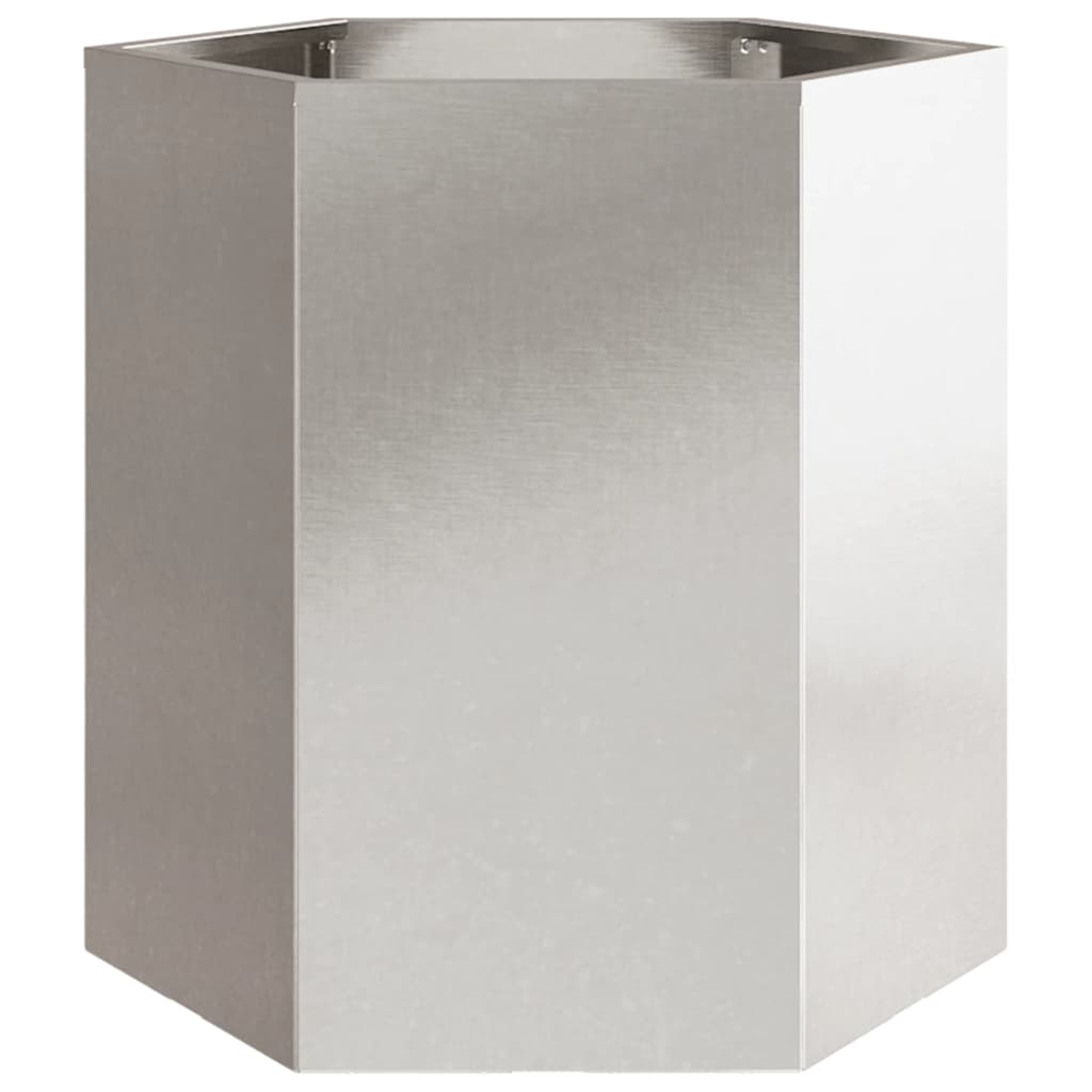Plantekasser 2 stk sekskantet 46x40x45 cm rustfritt stål