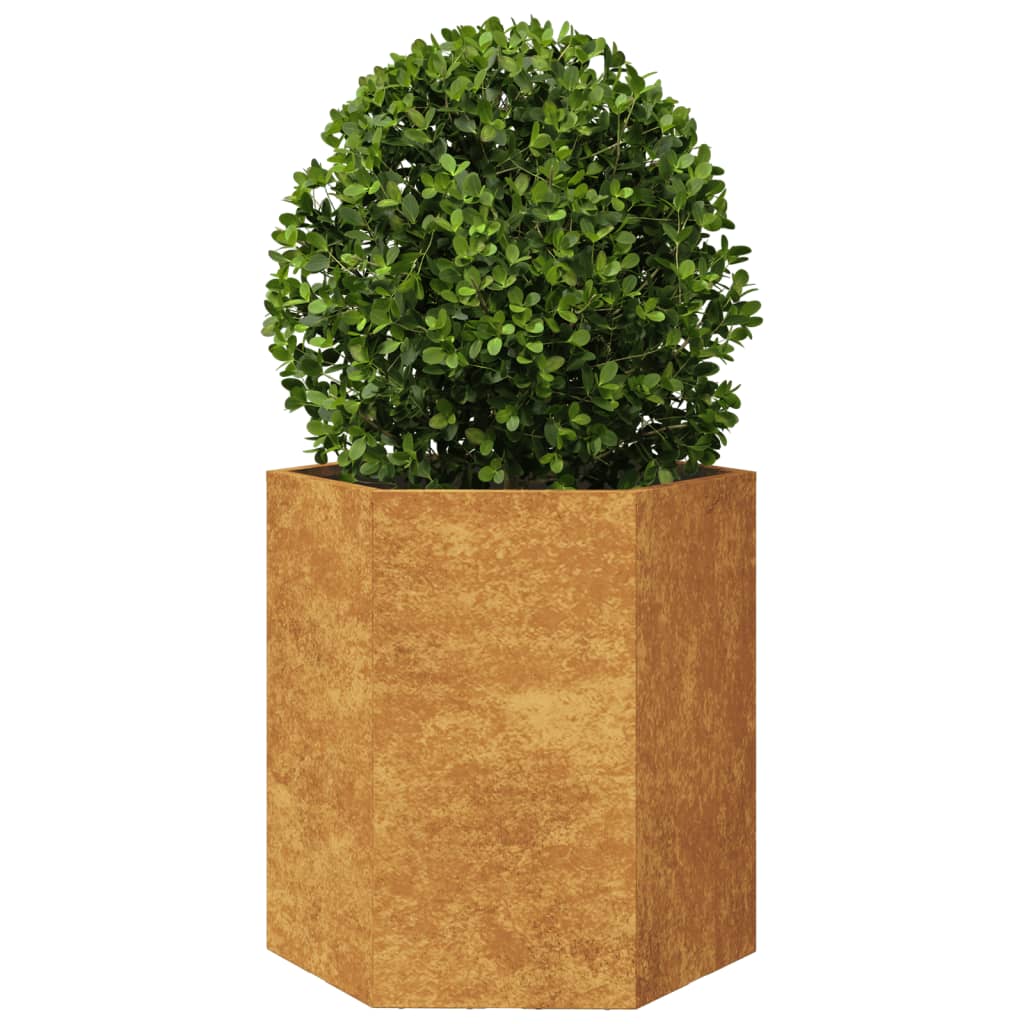 Plantekasse sekskantet 46x40x45 cm Forvitringsstål