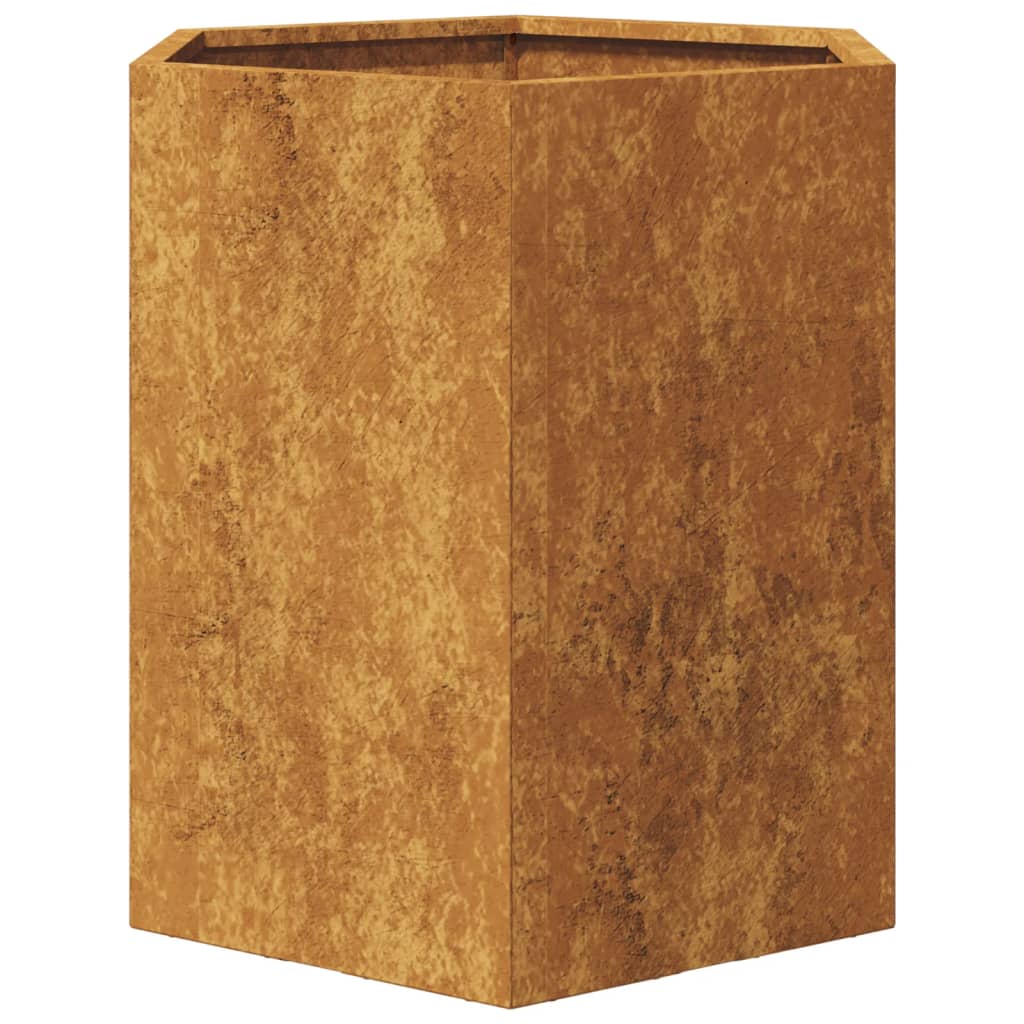 Plantekasse sekskantet 46x40x45 cm Forvitringsstål