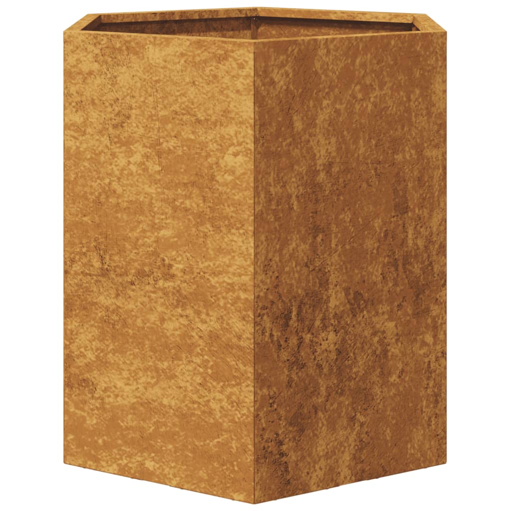 Plantekasse sekskantet 46x40x45 cm Forvitringsstål