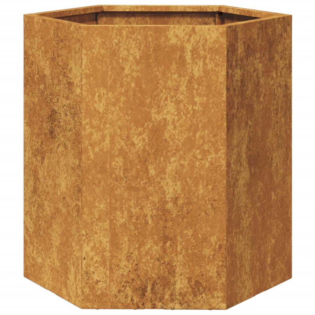 Plantekasse sekskantet 46x40x45 cm Forvitringsstål