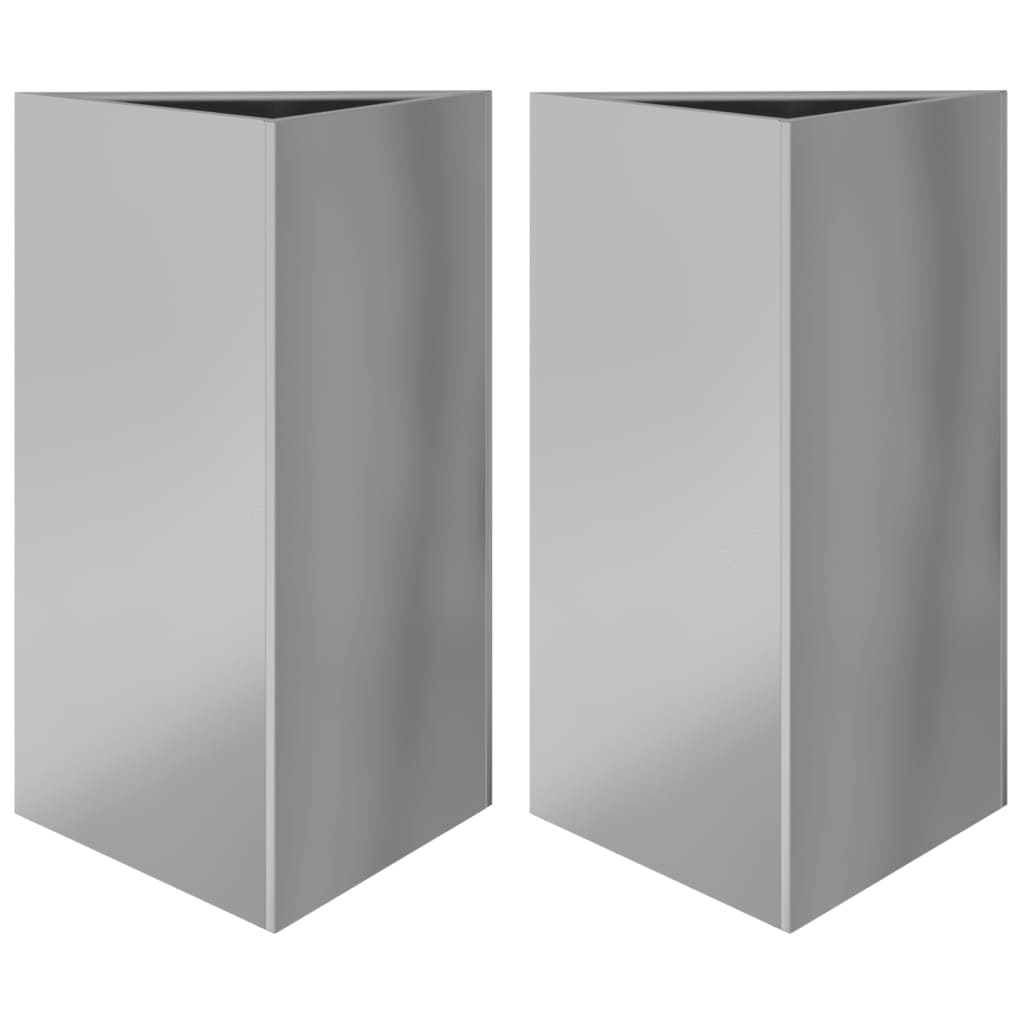 Plantekasser 2 stk trekantet 50x43x75 cm galvanisert stål