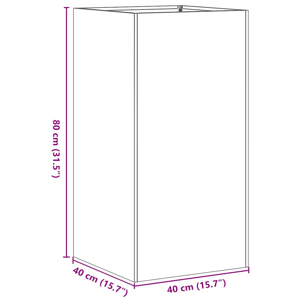 Plantekasse antrasitt 40x40x80 cm kaldvalset stål