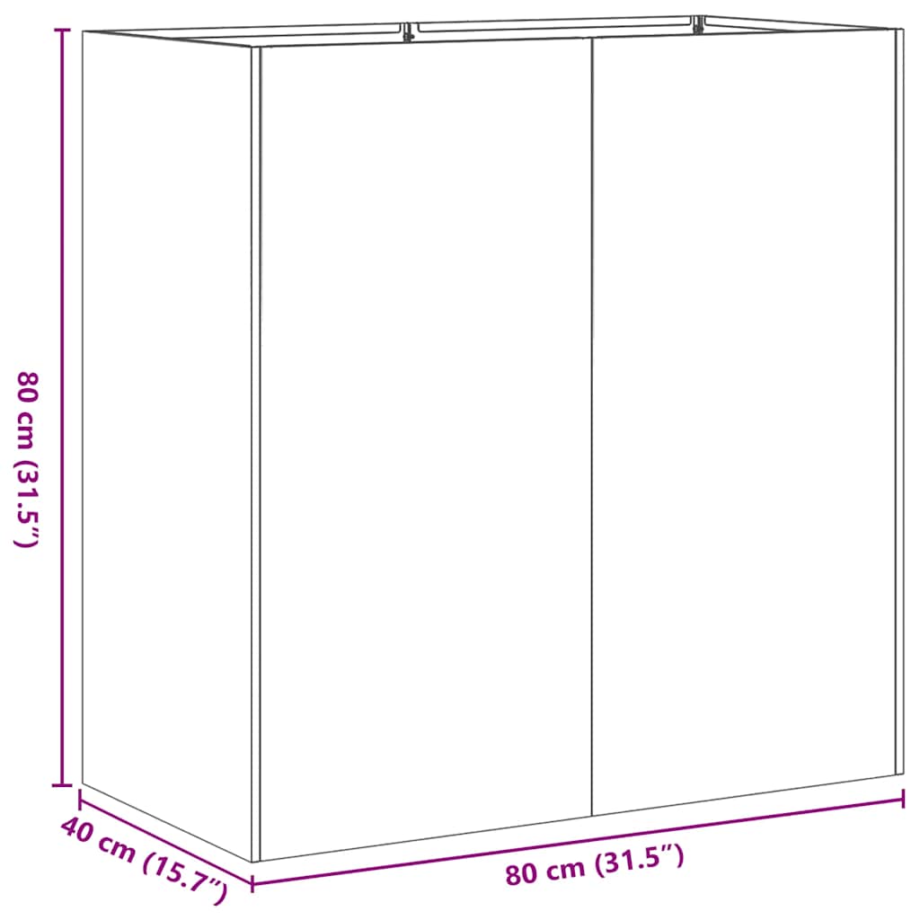 Plantekasse 80x40x80 cm rustfritt stål