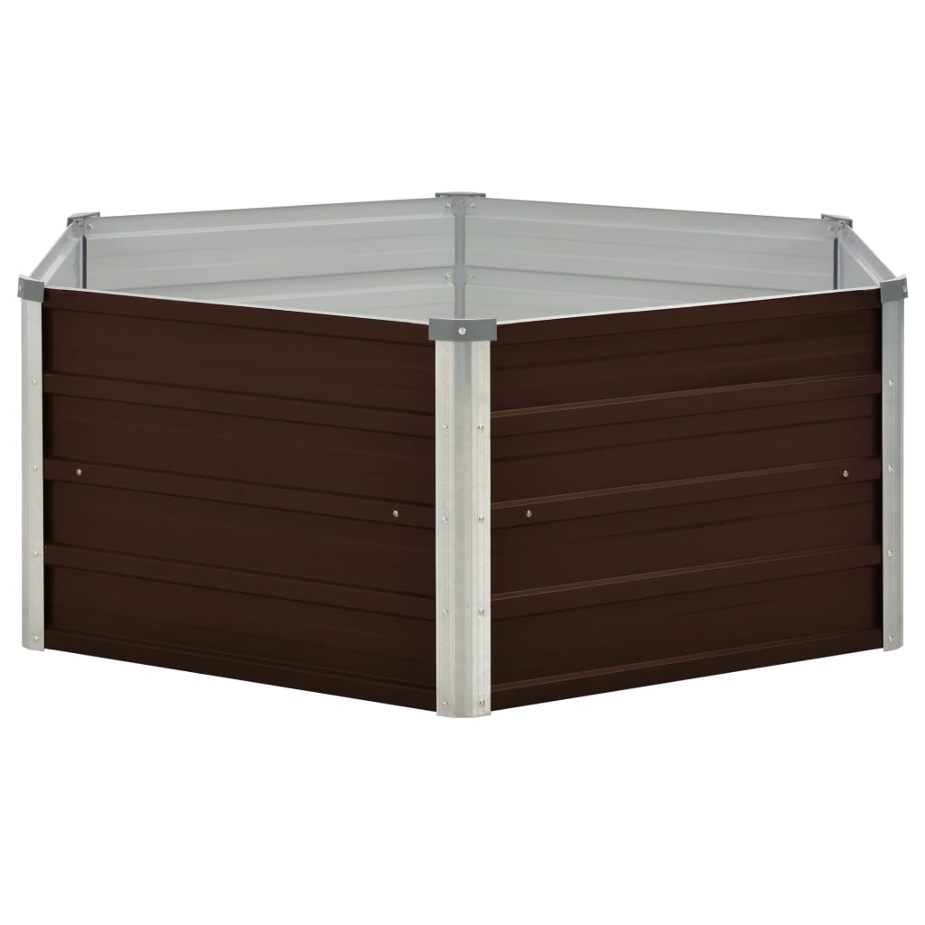 Forhøyet hagebed brun 129x129x46 cm galvanisert stål