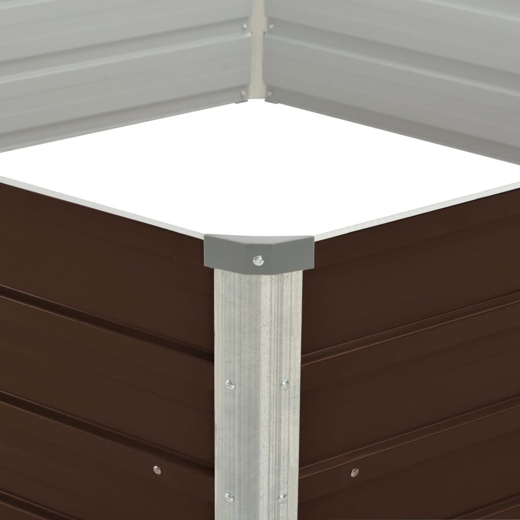 Forhøyet hagebed brun 129x129x46 cm galvanisert stål