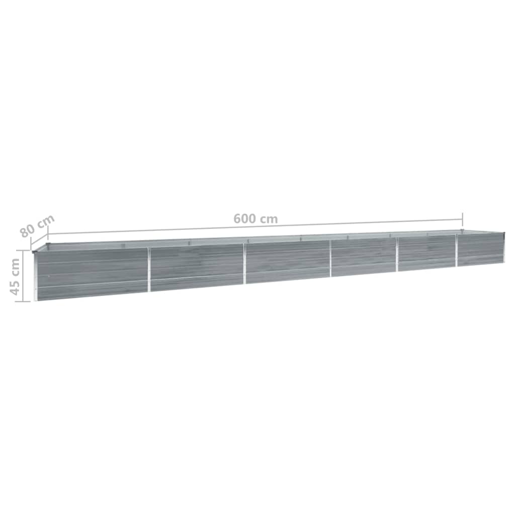 Høybed galvanisert stål 600x80x45 cm grå