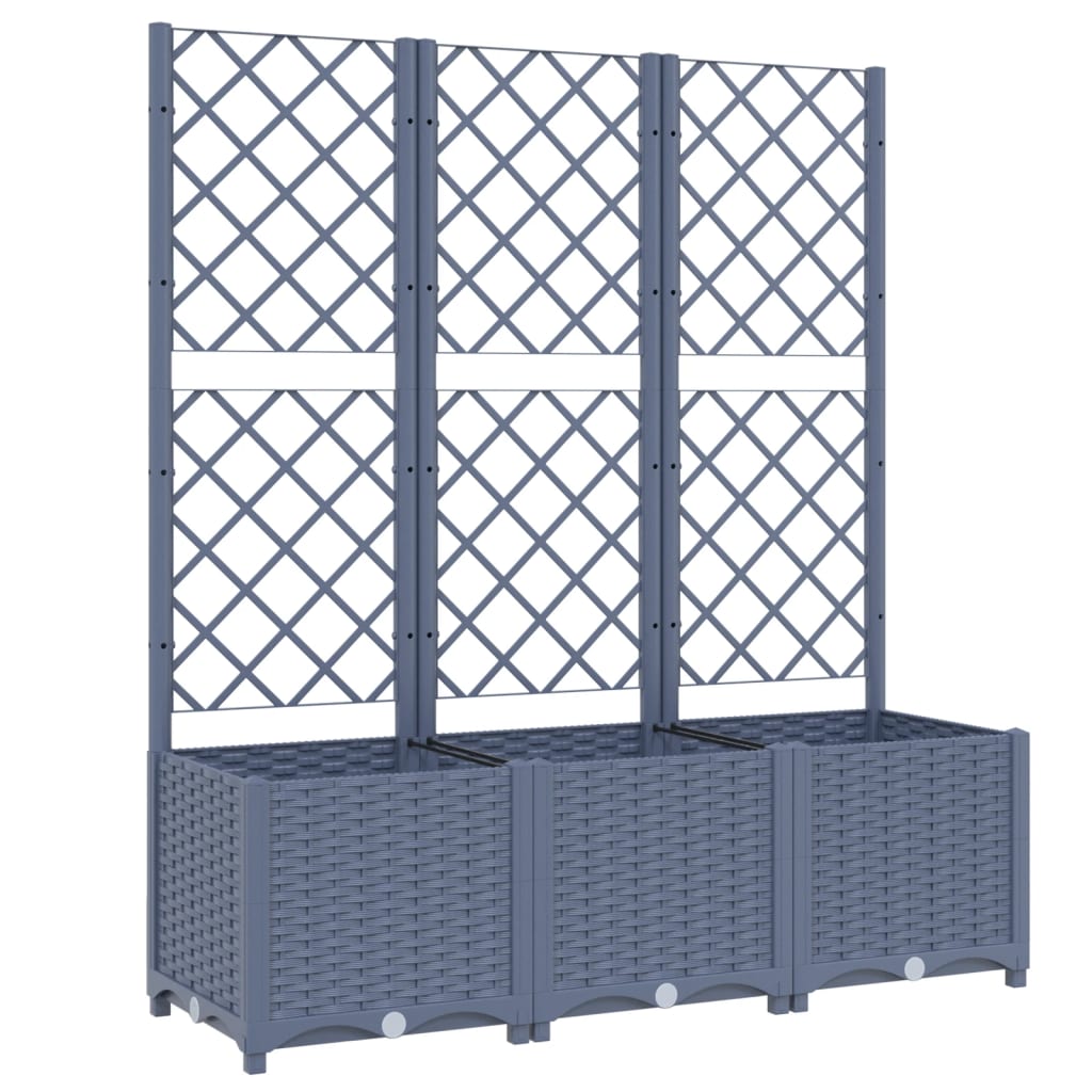 Plantekasse med espalier blågrå 120x40x136 cm PP