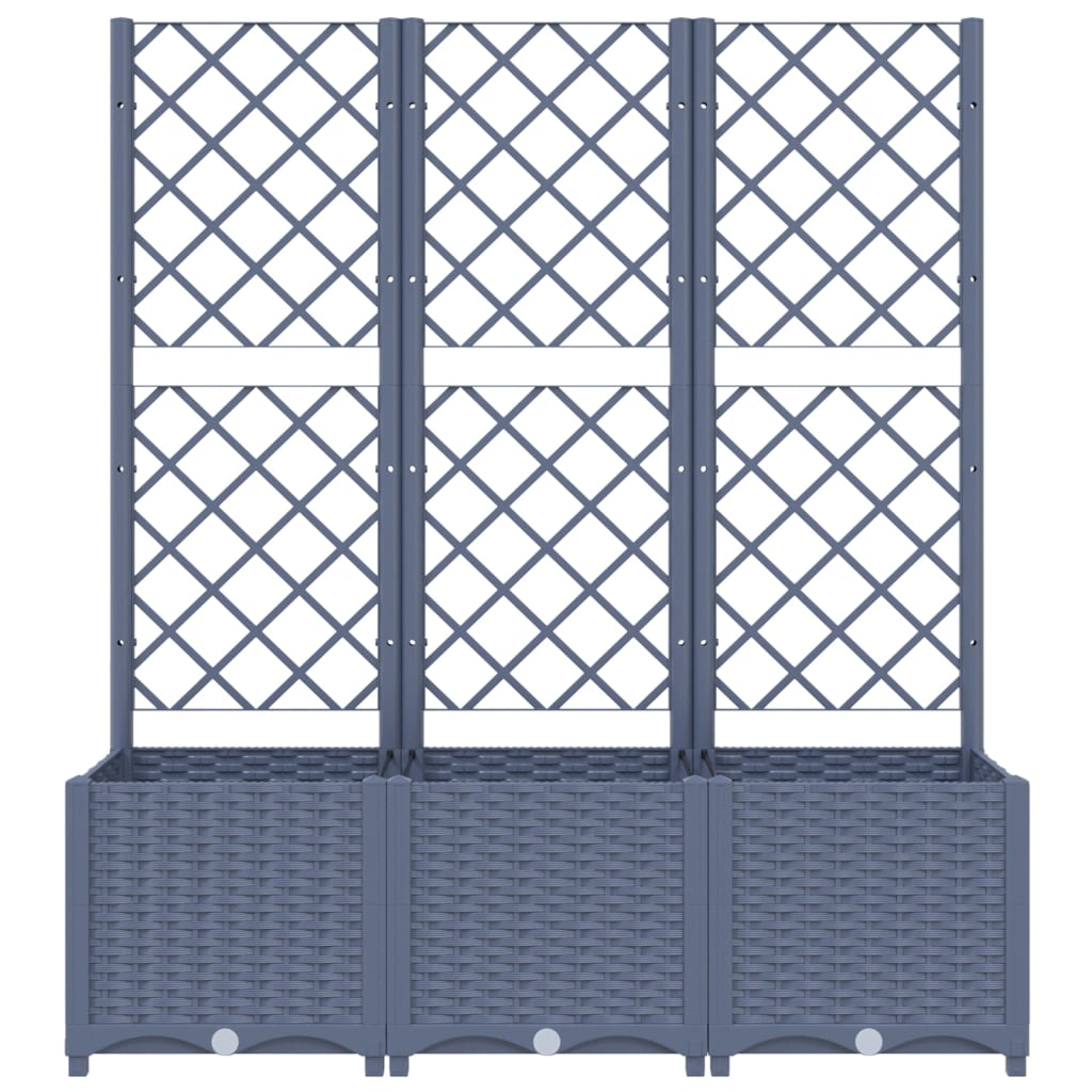 Plantekasse med espalier blågrå 120x40x136 cm PP