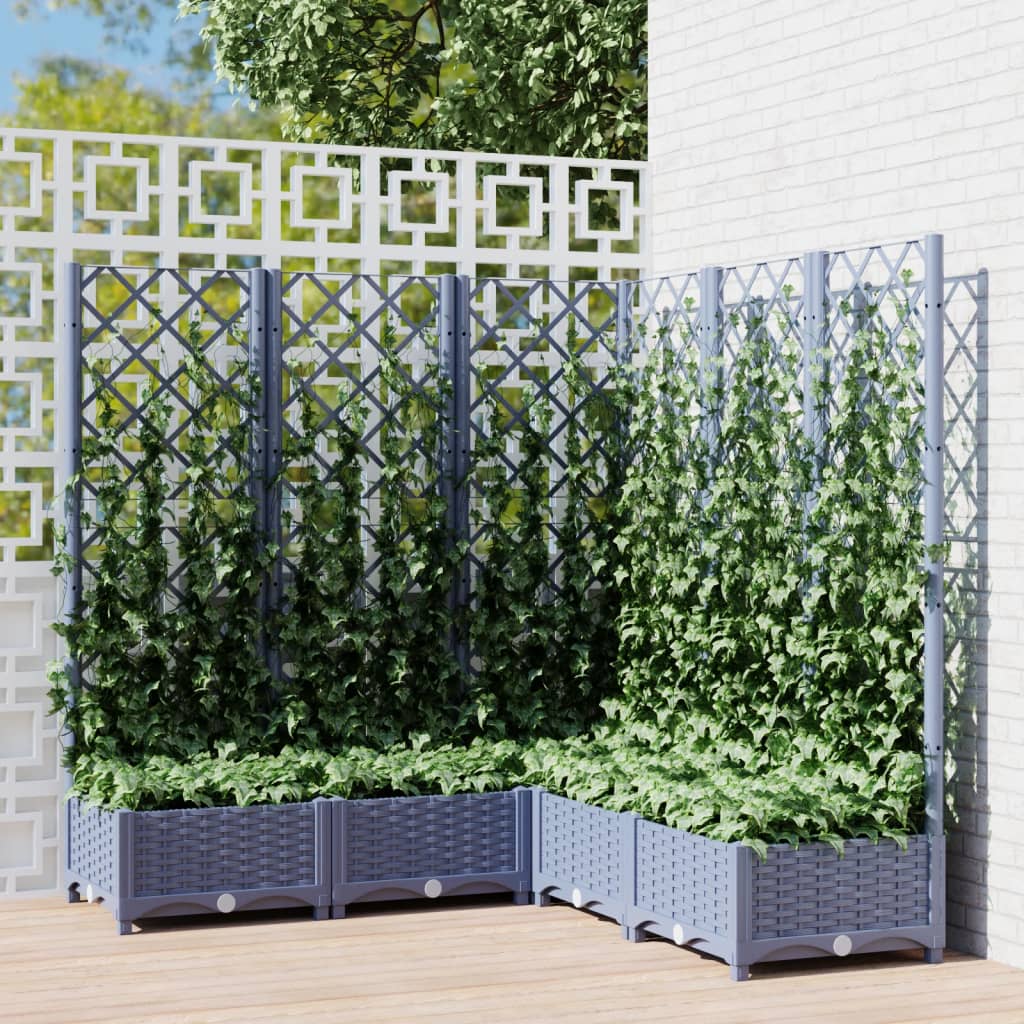 Plantekasse med espalier blågrå 120x120x121,5 cm PP