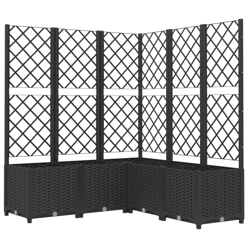 Plantekasse med espalier svart 120x120x136 cm PP