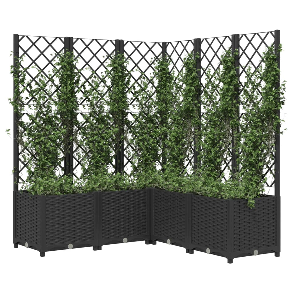 Plantekasse med espalier svart 120x120x136 cm PP