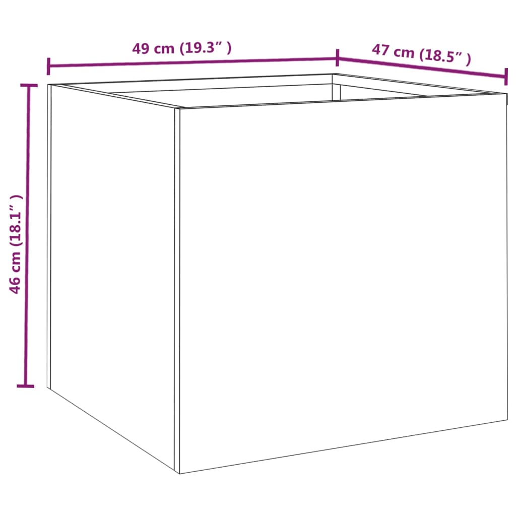 Plantekasse 49x47x46 cm cortenstål
