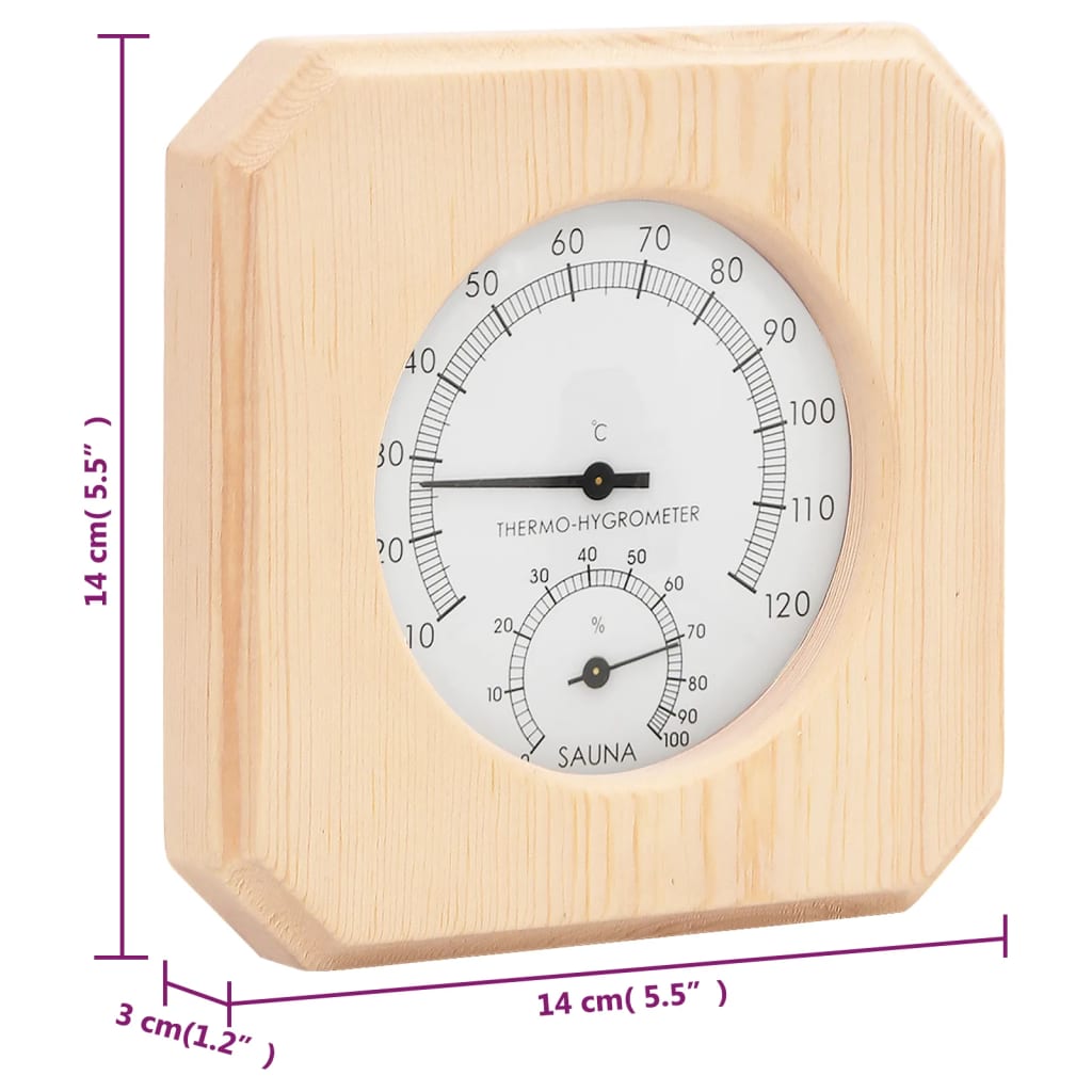 2-i-1 Hygrometer og timeglass til badstue heltre furu