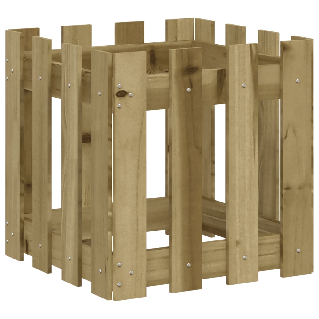 Plantekasse med gjerdedesign 40x40x40 cm impregnert furu