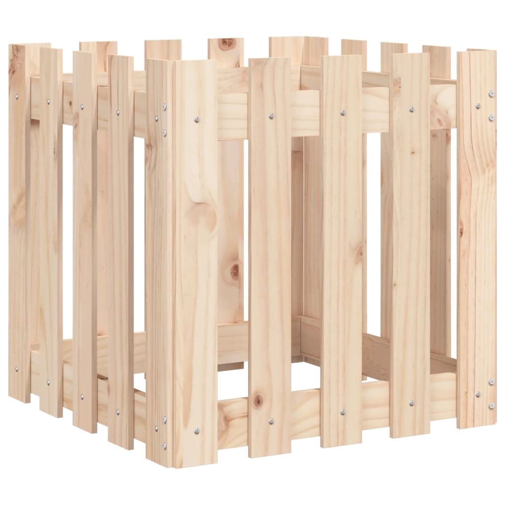 Plantekasse med gjerdedesign 50x50x50 cm heltre furu