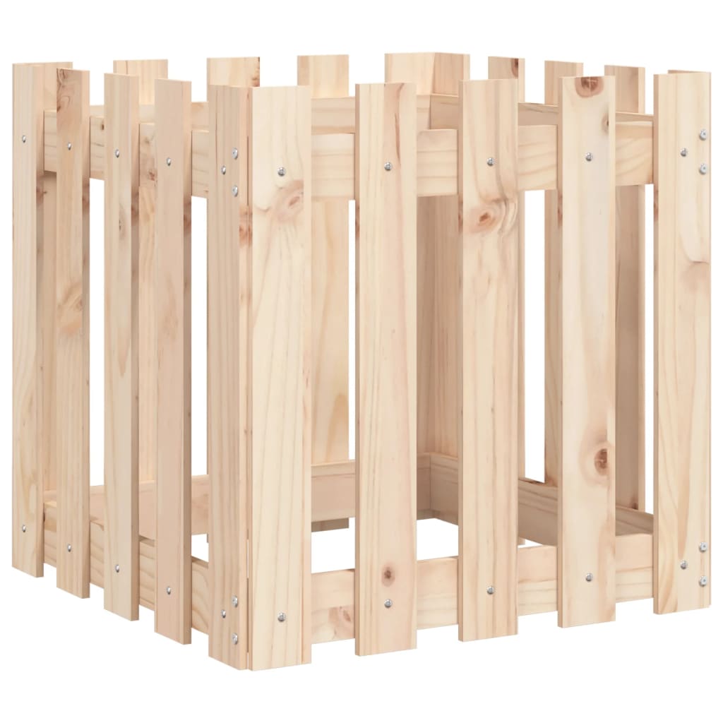 Plantekasse med gjerdedesign 50x50x50 cm heltre furu