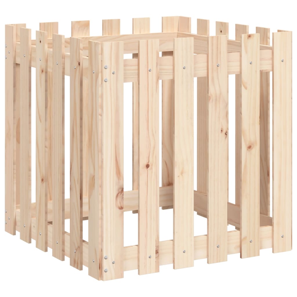 Plantekasse med gjerdedesign 60x60x60 cm heltre furu