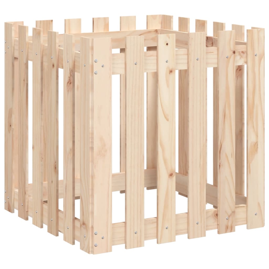 Plantekasse med gjerdedesign 60x60x60 cm heltre furu