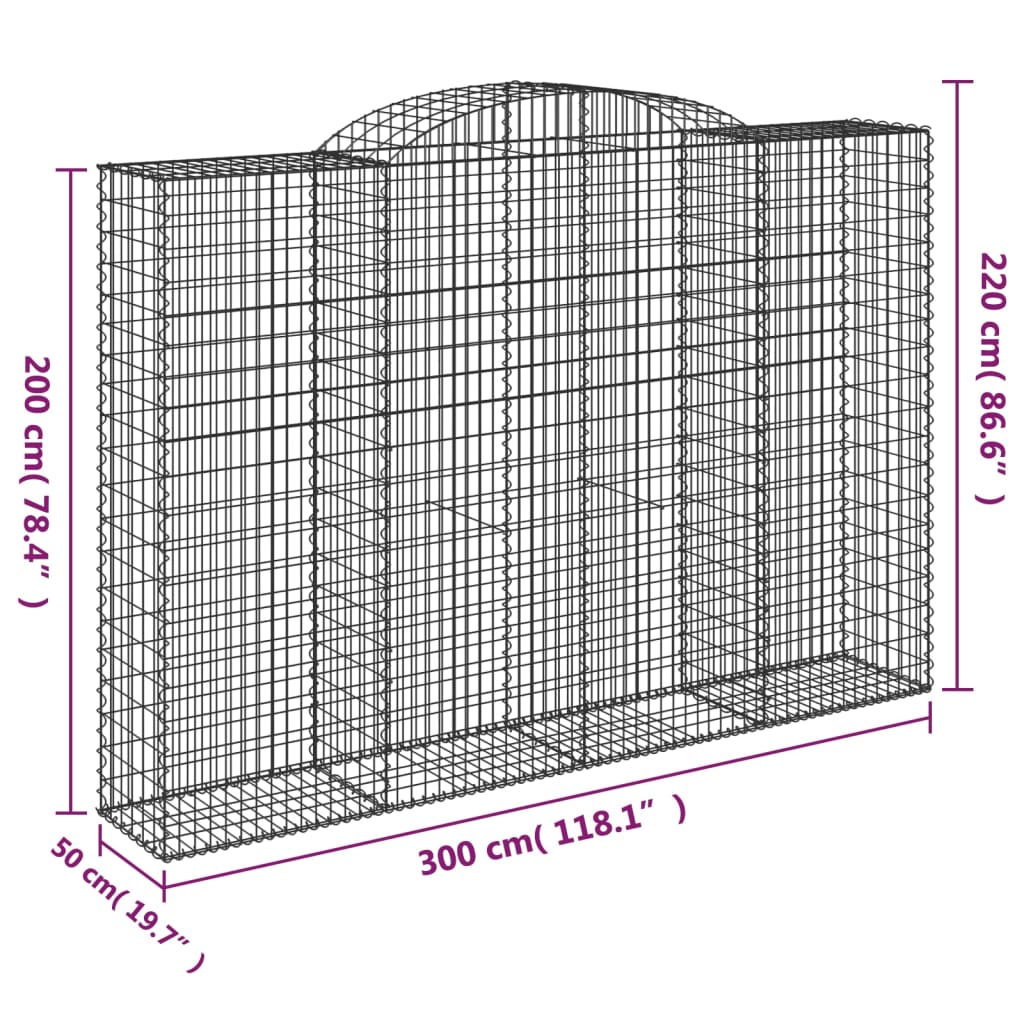 Gabionkurver buede 11 stk 300x50x200/220 cm galvanisert jern