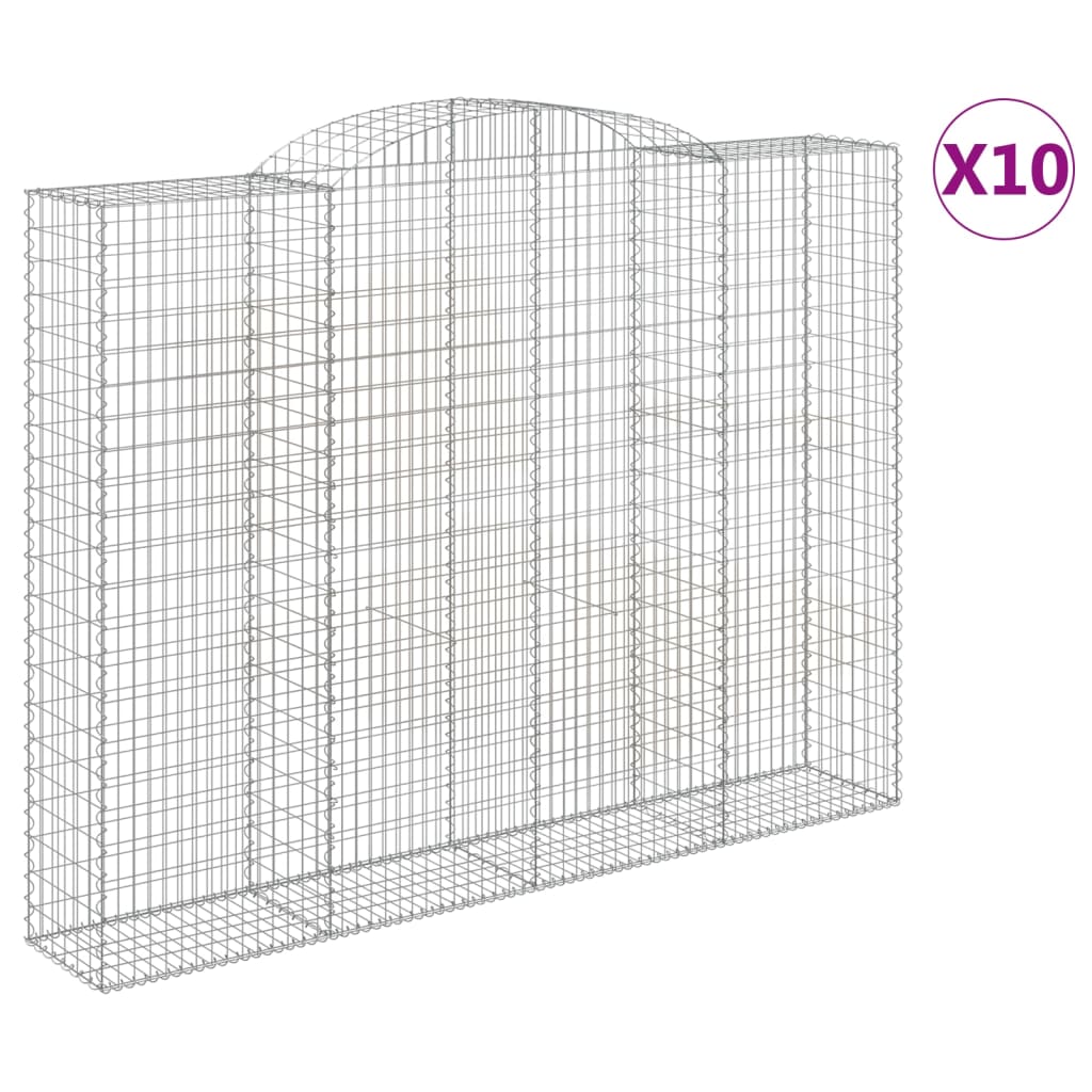 Gabionkurver buede 10 stk 300x50x220/240 cm galvanisert jern