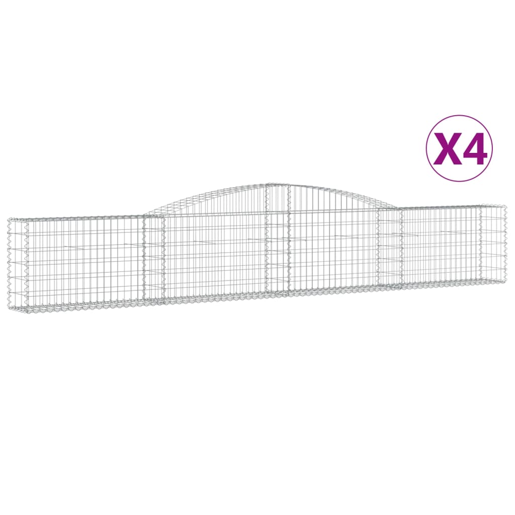 Gabionkurver buede 4 stk 400x30x60/80 cm galvanisert jern