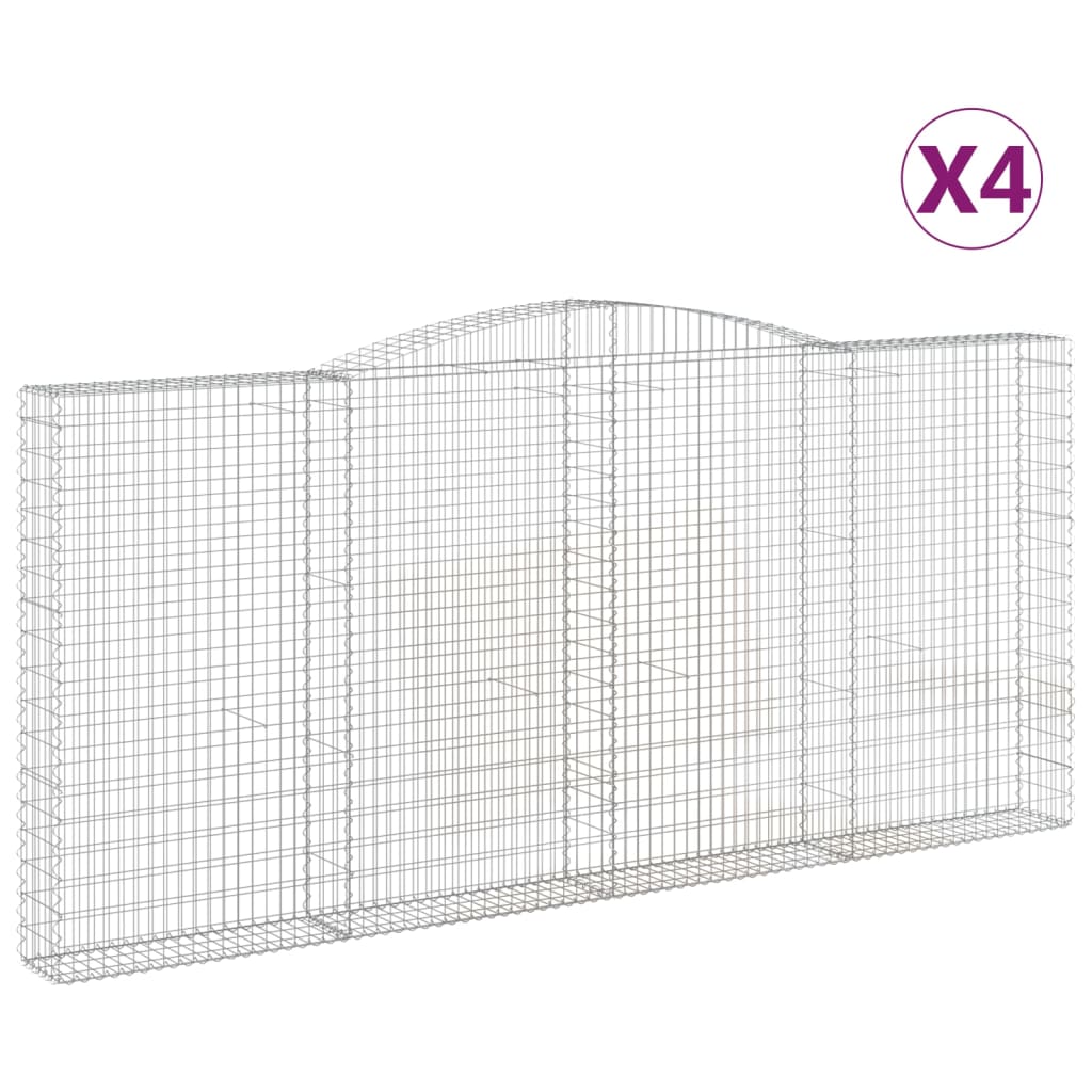 Gabionkurver buede 4 stk 400x30x180/200 cm galvanisert jern