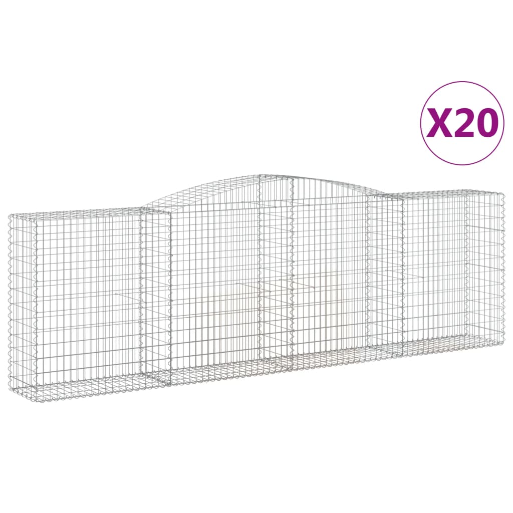 Gabionkurver buede 20 stk 400x50x120/140 cm galvanisert jern