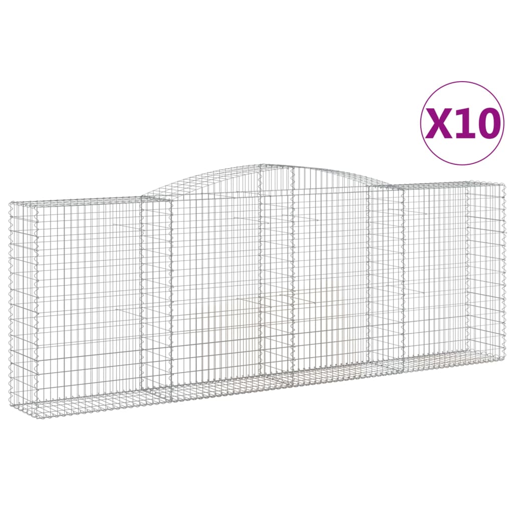 Gabionkurver buede 10 stk 400x50x140/160 cm galvanisert jern