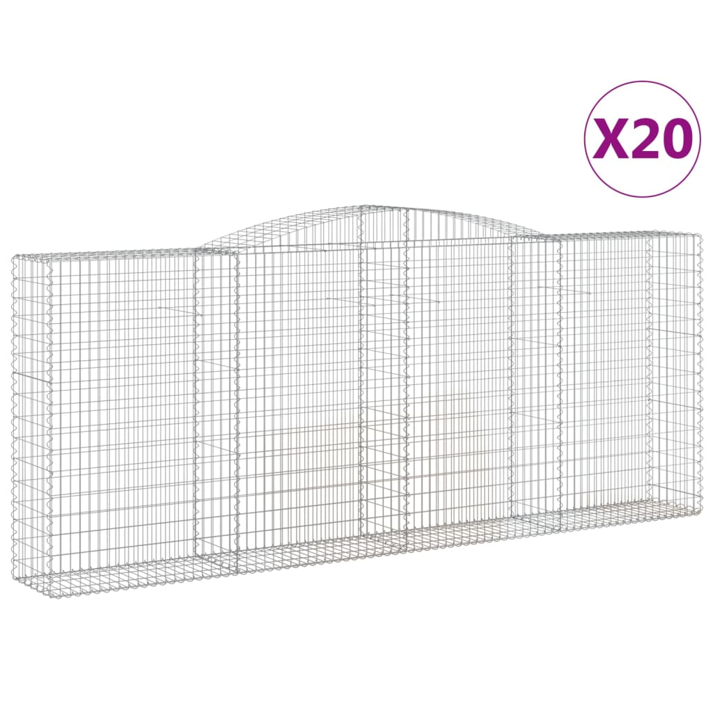 Gabionkurver buede 20 stk 400x50x160/180 cm galvanisert jern
