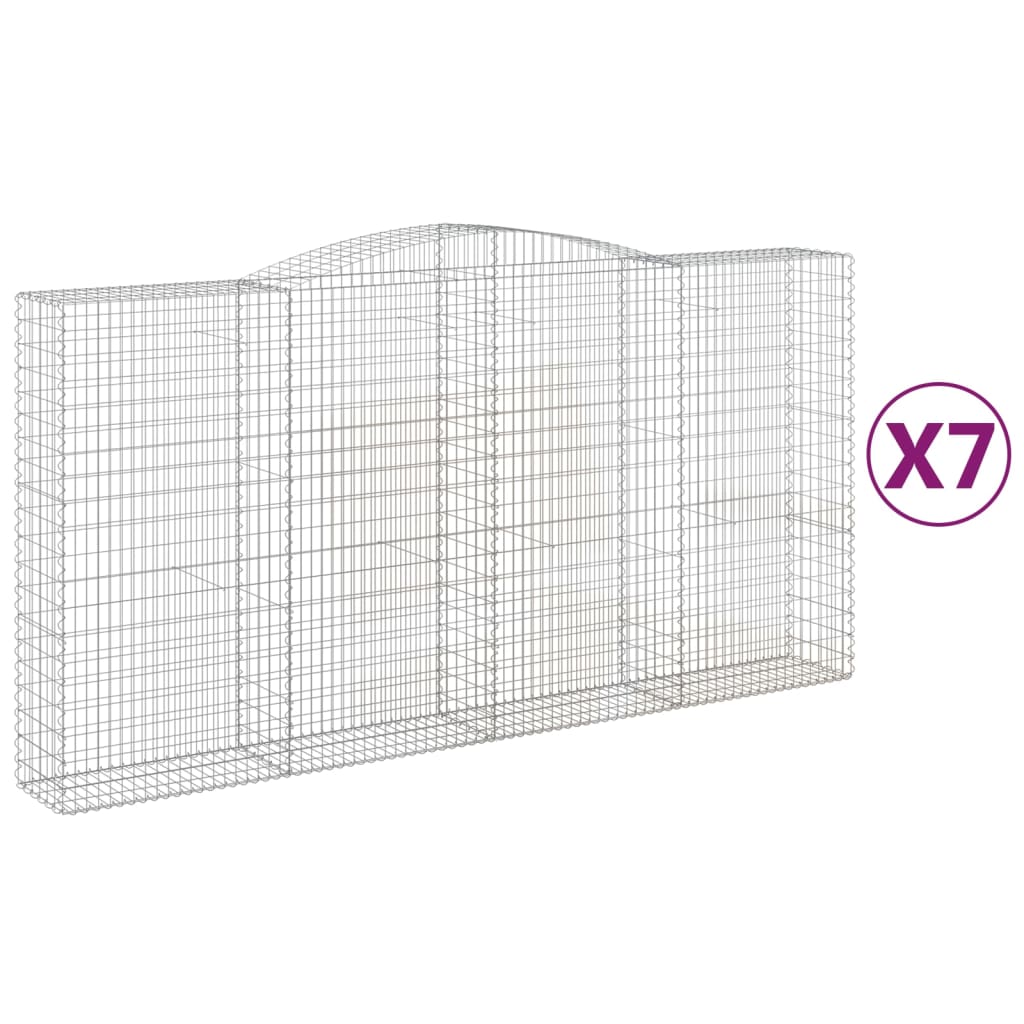 Gabionkurver buede 7 stk 400x50x200/220 cm galvanisert jern